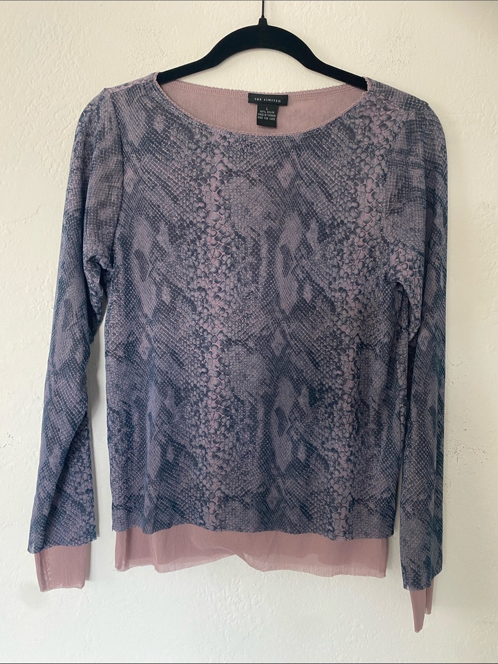 The Limited Blue and Purple Snake-Print Long Sleeve Top